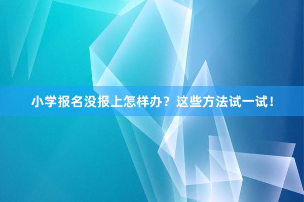 小学报名没报上怎样办?这些方法试一试!
